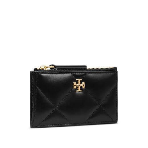 Tory Burch Women's Card Holder Card Storage Card Storage Portable Carry Non-Slip Design Black Calfskin Quilted Texture Black TU