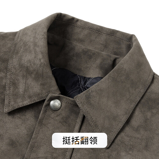 Rich collar 100 wool filling crackle leather jacket quilted warm lapel PU leather jacket winter men's leather jacket men's style