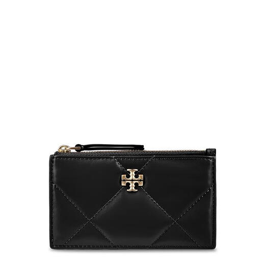 Tory Burch Women's Card Holder Card Storage Card Storage Portable Carry Non-Slip Design Black Calfskin Quilted Texture Black TU