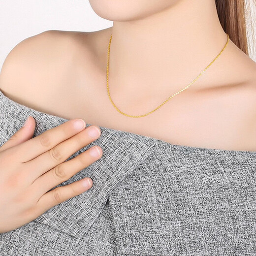 LISM Hong Kong duty-free 9999 true gold necklace women's O-shaped chain water wave chain plated 18k gold baby's breath chain versatile chain baby's breath chain