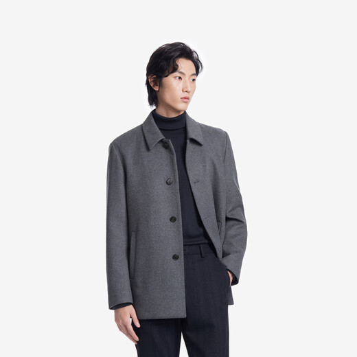 Jinba Men's Autumn and Winter Lapel Wool Single-breasted Business Casual Youth Woolen Coat | BFWT3108-VIP.com Dark Gray L