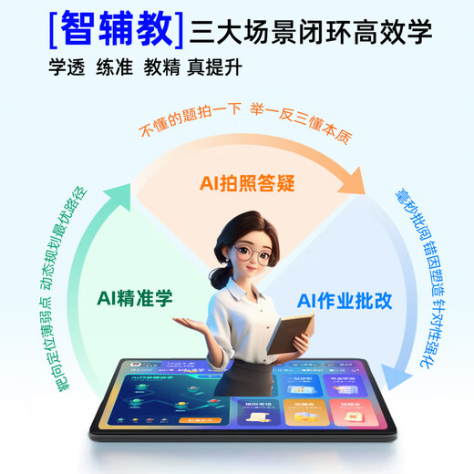 BBGO (PUBGO) BBGO 2025 new ai intelligent learning machine, kindergarten to elementary school, junior high school and high school, general purpose children's tablet computer for English point reading, 2025 flagship machine, starry sky gray, 4K ultra-clear eye protection large screen, genuine teaching materials, official standard configuration 512GB