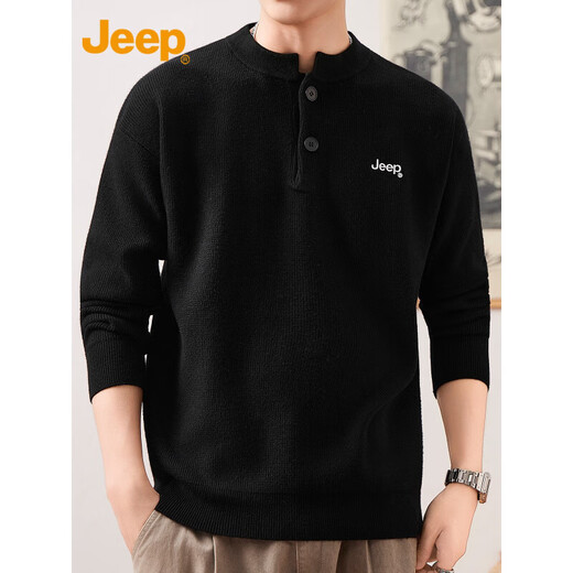 Jeep (JEEP) Henry Collar Sweater Men's Solid Color Inner Sweater 2025 Autumn and Winter Pullover Bottoming Sweater Men 25001 Gray Jeep Official M _ 90-110Jin Jin equals 0.5 kg