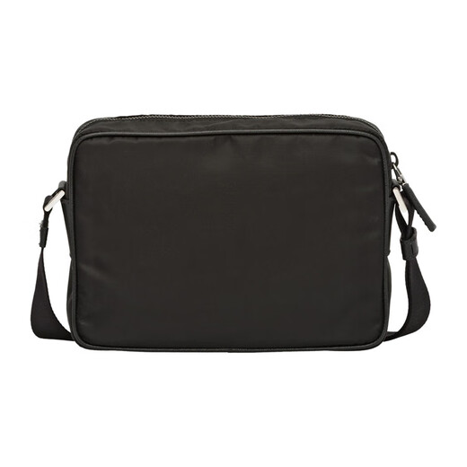 PRADA Saffiano Re-Nylon External Zipper Pocket Regenerated Nylon Leather Shoulder Bag Men's Black Gift Set (Basic Pack + Original Box + Original Tote Bag)