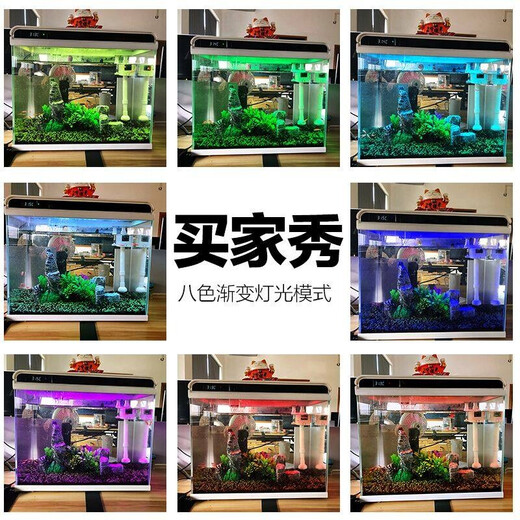 SUNSUN ultra-white glass small fish tank living room small desktop home aquarium ecological water-change-free goldfish tank HE380 high-end tank built-in cotton filter material (38*26*38cm)