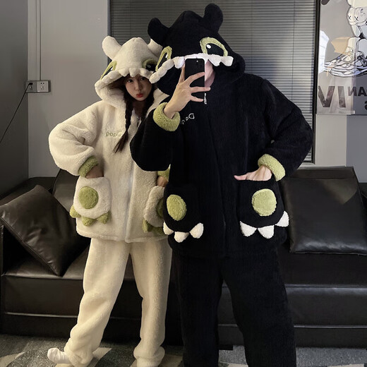 Jingyan selects couple pajamas for women in winter, warm coral velvet thickened home clothes, cute autumn and winter new suits, men's flannel, add to favorites and receive priority when purchasing. One size fits all