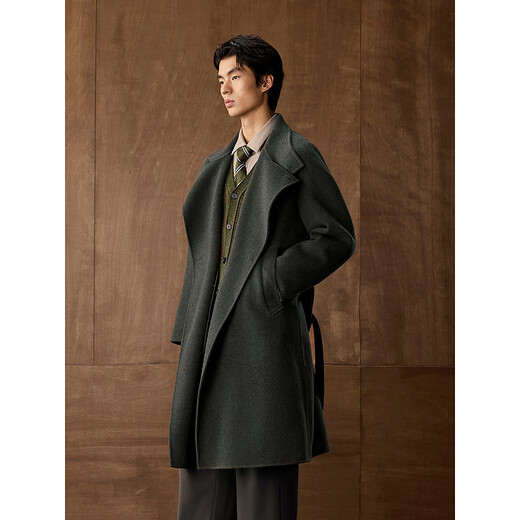 GXG Men's Wear Shopping Mall Long Coat 2025 Winter New Arrival G25X264002 Gray Green M