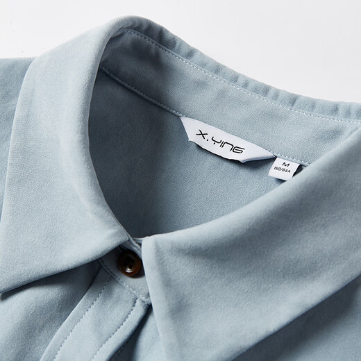 Xiangying blue lapel shirt for women 2025 winter new style velvet right shoulder light workplace commuting loose long-sleeved shirt Route Blue L 165/88A/110-125Jin Jin is equal to 0.5 kg
