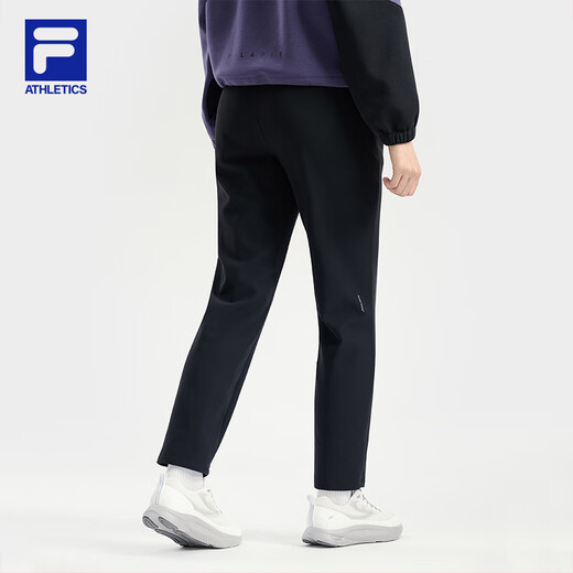 FILA official women's knitted trousers 2025 winter fitness sports basic plus fleece straight pants
