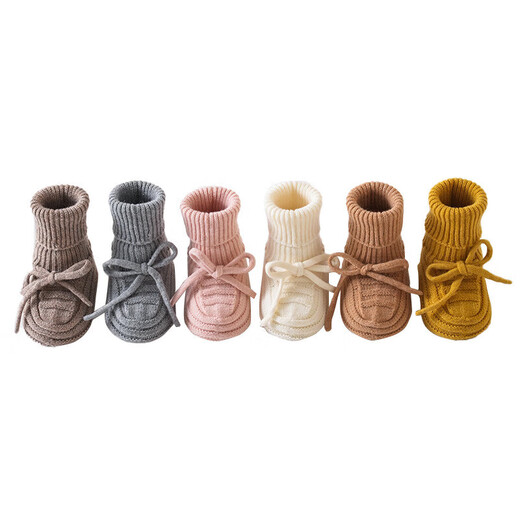 Baby socks autumn and winter new ins style baby woolen socks for men and women, spring and autumn newborn soft warm socks woolen shoes - Turmeric 1-3 years old M (recommended foot length 12-14cm)