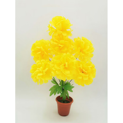 Penusen Tomb-Sweeping Day simulated chrysanthemum bouquet for grave-going plastic silk flowers for funeral supplies cemetery tomb-sweeping flowers and fake flowers 5 crystal chrysanthemums sunset 1
