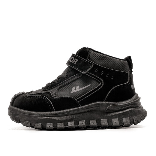 Pull back children's shoes children's cotton shoes winter plus velvet warm sports shoes for boys and girls WBNJS2757 black black 32