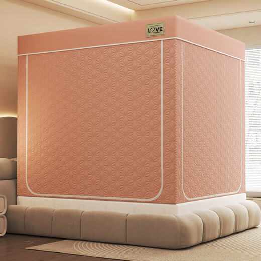 Langsha (langsha) baby anti-fall mosquito net 1.8x2 meters home bed tent warm and cold-proof quilted all-inclusive anti-fall folding bed curtain five sides-jade quilted light-proof style warm/windproof/anti-mosquito/shading 180 width x 200 length x 170 height