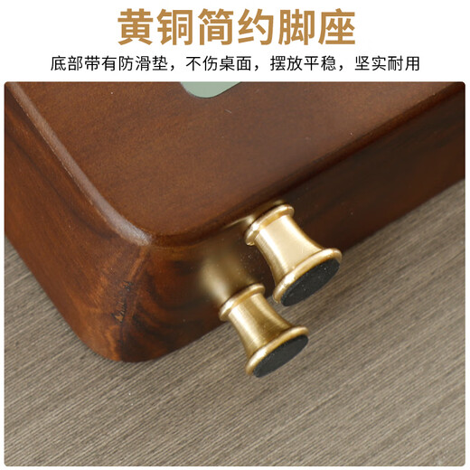 Hense large-screen walnut desk clock living room TV cabinet desktop clock household solid wood light luxury electronic clock HD555 large size 38 cm (Bluetooth automatic time adjustment)