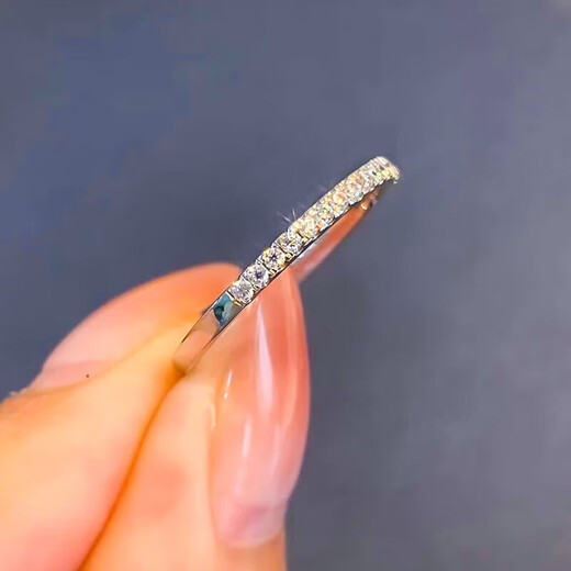 Chow Tai Sang Ring Women's Platinum Niche Design Fashion Personalized Plain Ring Comes with Exquisite Box (Platinum-Half Circle Ring) No. 10