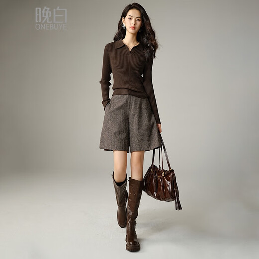 Late White New Product 2025 This Year's Popular Western Style Sheep Wool Versatile Small People Wool Boot Pants Fashionable Casual Shorts Brown 28