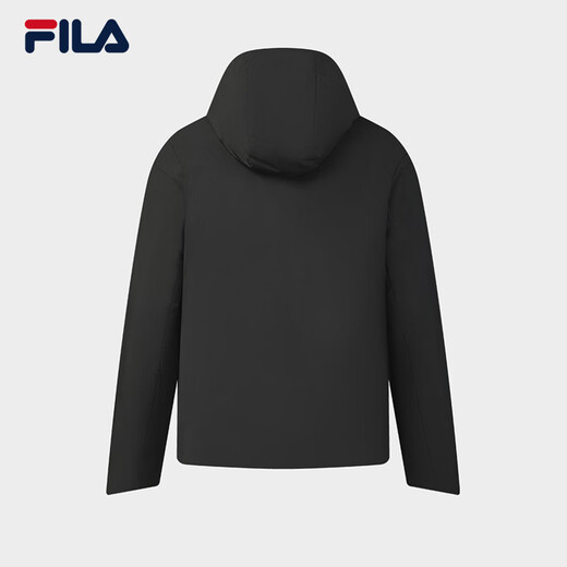 FILA Offizielle leichte Daunenjacke für Herren, Winter, Business, Casual, mit Kapuze, warme Jacke, True Black-BK XL 180/100A