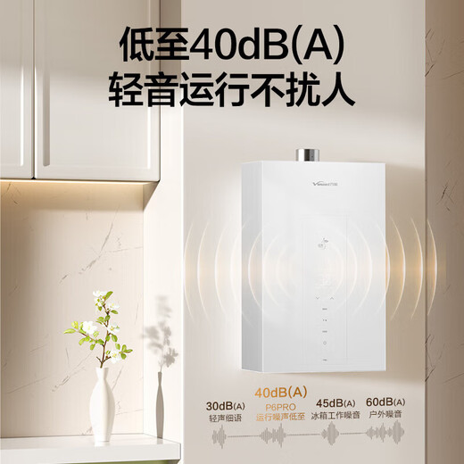 Vanward Bailu P6 DC inverter, national subsidy 15%, 14-liter gas water heater, natural gas booster, silent water, servo inverter, constant temperature, energy saving, pear white