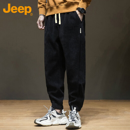 JEEP Casual Pants Men's Autumn and Winter Sweatpants Men's Sports Pants Extra Large Loose Chenille Pants Men's Pants Gray XL