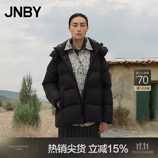 Jiangnan Buyi (JNBY) Bai Yueguang 25 new winter down jacket of the same style in the mall A-type loose side zipper 5X0C10110 001/original black (batch 1) S