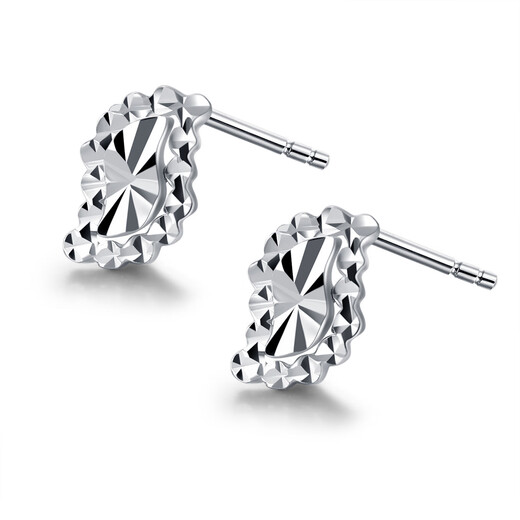 WAN FU LONG WAN FU LONG PT950 Platinum New Simple Leaf Earrings Women's Platinum Sparkling Earrings Pair Birthday Gift Platinum PT950 Versatile Leaf Earrings 0.95g