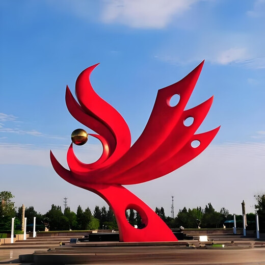 Huiyilin Stainless Steel Phoenix Sculpture Outdoor Metal Abstract Suzaku Spreading Wings Plaza Waterscape Sales Office Floor Landscape Ornament Brown