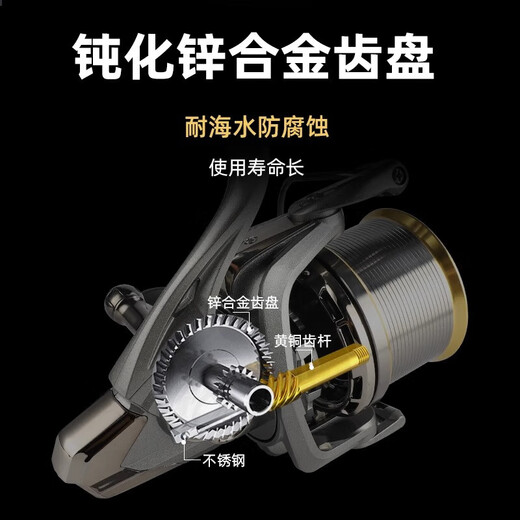 All-metal long-range spinning wheel, gap-free fishing reel, lure sea pole fishing, precision anchor fishing wheel, large-capacity fishing reel, long-range seawater-proof 9000 type large object wheel