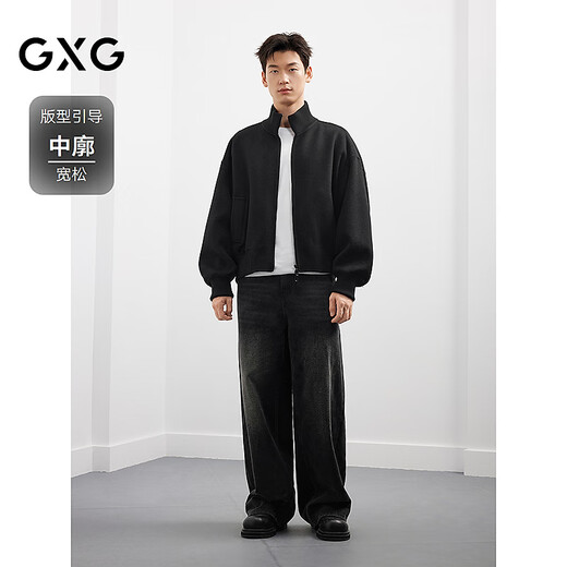 GXG мужское повседневное двустороннее шерстяное короткое пальто в американском стиле с воротником-стойкой, мужское 25-е зимнее новое стильное #G25D064001, черный M