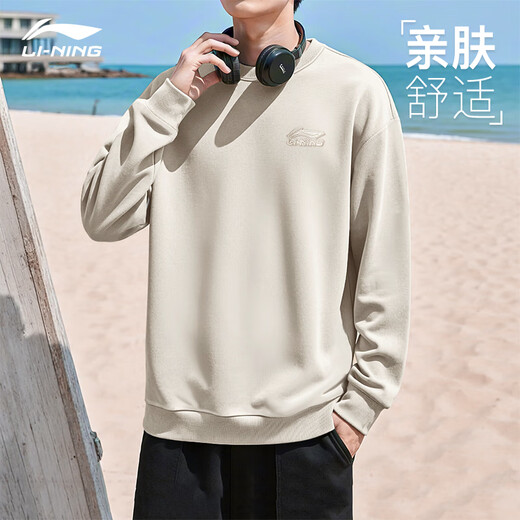 Li Ning jackets and sweatshirts for men and women, 2025 new autumn velvet warm casual sports boys pullover student tops, mica gray new - velvet warm 2XL /185 (170-185Jin Jin is equal to 0.5 kg)