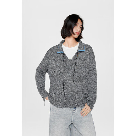 Birds and new wine design floral yarn pullover sweater for women 2025 autumn new pullover sweater solid color smoke HCC02 M