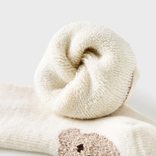 Tongtai (TONGTAI) baby socks, baby mid-tube socks, children's thickened terry socks, boneless socks, wide mouth socks, beige 0-6 months