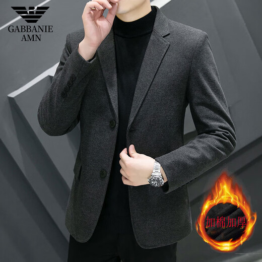 ARMANI EXCHANGE Armani men's thickened woolen suit Korean style slim autumn and winter coat gam-617 woolen suit jacket black M (170)