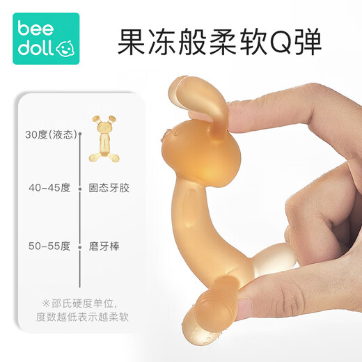 Beedoll baby teether molar stick oral period rabbit teether chew toy silicone 4 months old + baby loves to say goodbye to eating hands strawberry powder