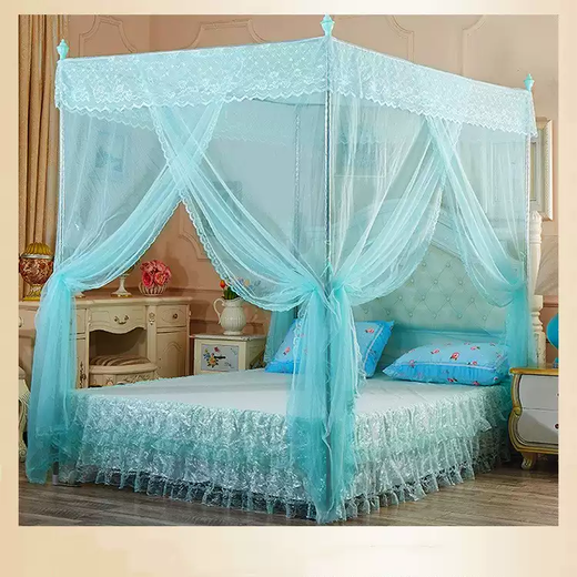 Yusenyi floor-standing household three-door mosquito net with encrypted yarn and thick bracket 1.8m double bed princess style 1.5m white three-door ultra-dense mosquito net + reinforced paint bracket 1.5m wide X 2.0m long bed