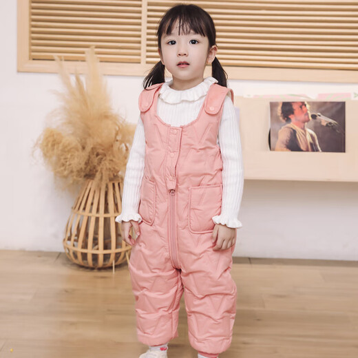 Children's overalls for boys and girls in autumn and winter all-in-one velvet cotton pants for babies with open stalls for children and infants thickened outer pants Bean Green 90 Height 75-85cm/weight 25Jin Jin is equal to within 0.5 kg