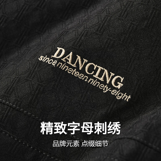 Dances with Wolves, quilted lining for warmth, textured jacquard lapel jacket, casual men's jacket 001 black XL