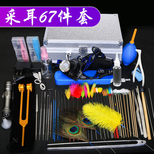 Shantou Lincun Ear Picking Tools 67-piece Set Ear Picking Technician Lamp Ear Picking Spoon Ear Picking Tool Aluminum Box Batch Set Wholesale Silver Ear Picking Set B Style 58 Piece Set