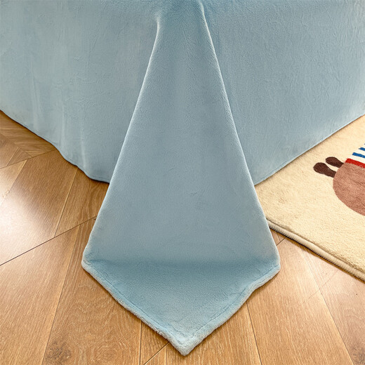 Hongdou Home Textiles Winter Thickened Warm Milk Velvet Bed Four-piece Set Double-sided Velvet Bed Sheets and Quilt Covers Flannel Coral Velvet Bed Sheet Covers Colorful Flower + Baby Blue Velvet Warmth Skin Friendly Anti-static Suitable for 1.2m Bed Sheets - Quilt Cover 150*200cm