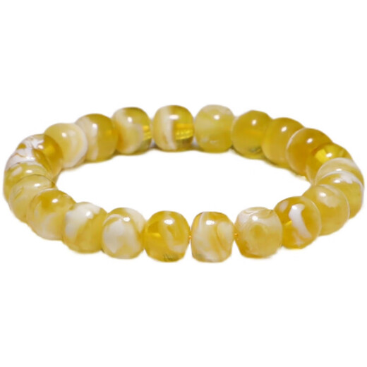 Zhou Runxi Russian material demon flower beeswax old type barrel bead bracelet gold and white amber light pearls single circle men and women bracelet chain gift blue and red