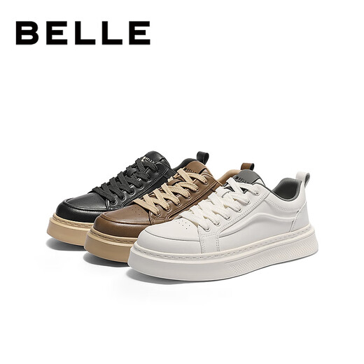 Belle men's shoes thick sole heightening retro white shoes 25 autumn new sports and leisure sneakers A2259CM5 black single 41