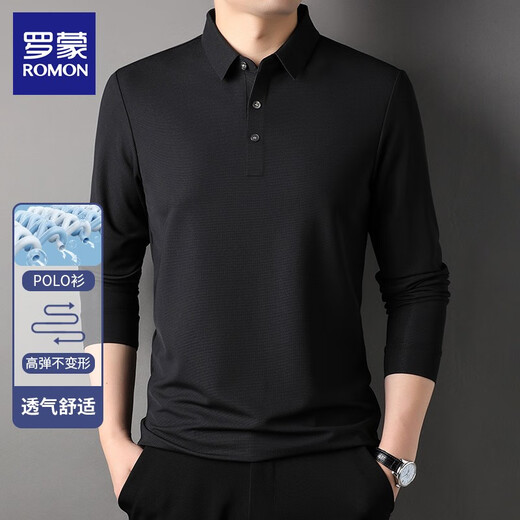 Romon long-sleeved T-shirt waffle polo shirt men's Henry collar pullover 2025 autumn and winter new top gray green/velvet 2XL (recommended 150-170Jin Jin equals 0.5 kg)