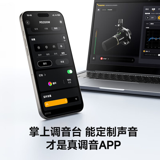 Maono wireless microphone dynamic radio microphone camera live broadcast computer mobile phone recording noise reduction desktop microphone game short video karaoke professional microphone Maono PD200W disc model family bucket computer + mobile phone + camera