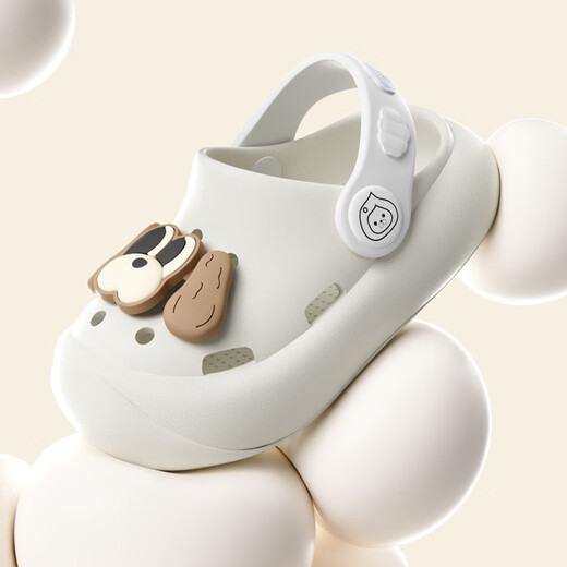 Babycrayon puppy hole shoes children's slippers girls indoor and outdoor wear home baby girl anti-collision cute beige puppy 15 cm inner length_suitable for foot length 14.5cm
