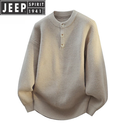 JEEP SPIRIT Jeep Henry Collar Plush Thick Sweater Men's Autumn and Winter 2025 New Loose Lazy Style Boys' Sweater WE25683 Black M