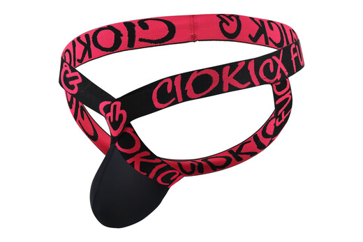 Sexy low-waist men's underwear ice silk JJ hip lift ring thong double thong E066 black M