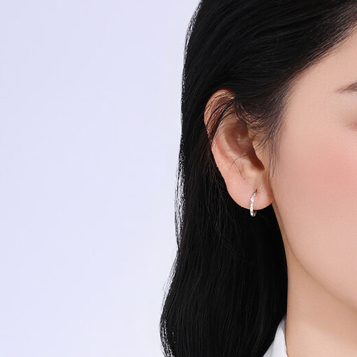 Wanfulong Platinum PT950 Simple and Fashionable Crushed Ice Wheel Print Earrings Versatile Earrings Birthday Gift for Wife Platinum PT950 Wheel Printed Earrings 1.78g