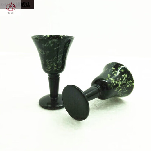 Yingtang Gansu Specialty Jiuquan Luminous Cup Qilian Ink Jade Snake Pattern Jade Wushan Mandarin Duck Jade Wine Set Tea Set
