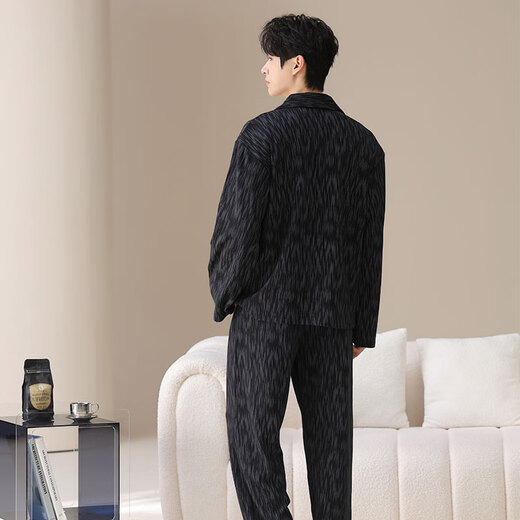 Catman men's pajamas men's pure cotton 2025 new autumn and winter cardigan long-sleeved trousers lapel can be worn outside home clothes set
