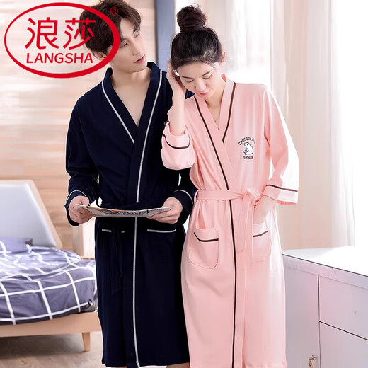 Langsha Camiseta para mujeres 2025 Summer algodón puro de algodón delgado pareja sexy de bañera de bata y otoño