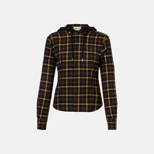 Coperni kariertes Baumwollhemd mit Kapuze P01100762 braun XXS CN 155/80